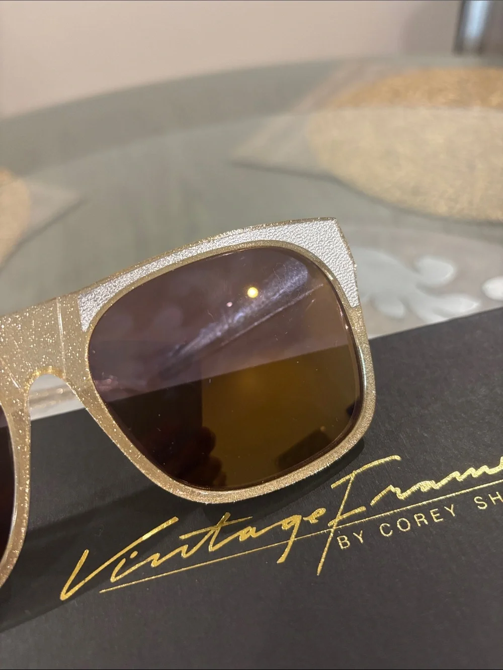 Gold Glitter Sunglasses- Vintage Frames by Corey Shapiro